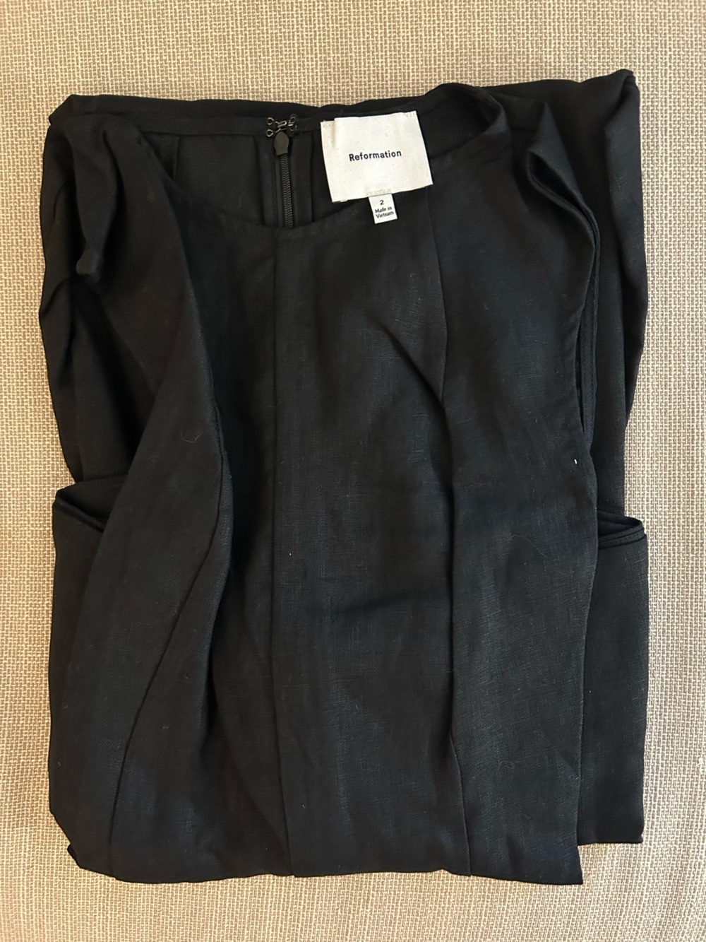 Reformation Cecilia Linen Midi Dress Black Noir French Quiet Lux Minimalist US2 - Picture 7 of 11